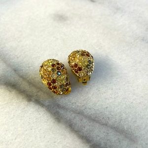 Gold Swarovski Clip On Earrings